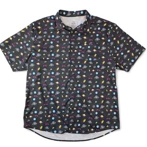 Buc-ee’s Space Print Button Down Shirt Black 3XL Short Sleeve Texas Novelty